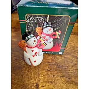 Our Snowy Friend Snowman Ornament. Carlton Cards. Christmas Ornament. Used.